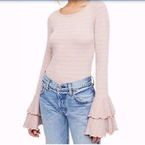 NWT| Long Layered Belled Sleeve in Dusty Pink